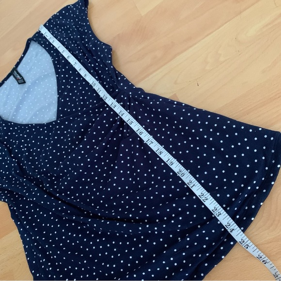 COLORI Polka Dot White on Navy Blue Top Women’s Size Large - Picture 4 of 5